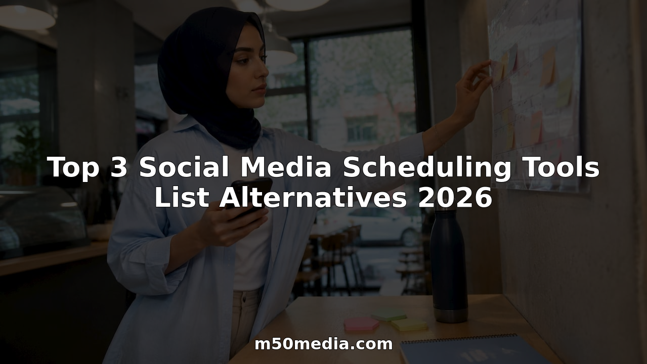 Woman managing social media schedules at home desk