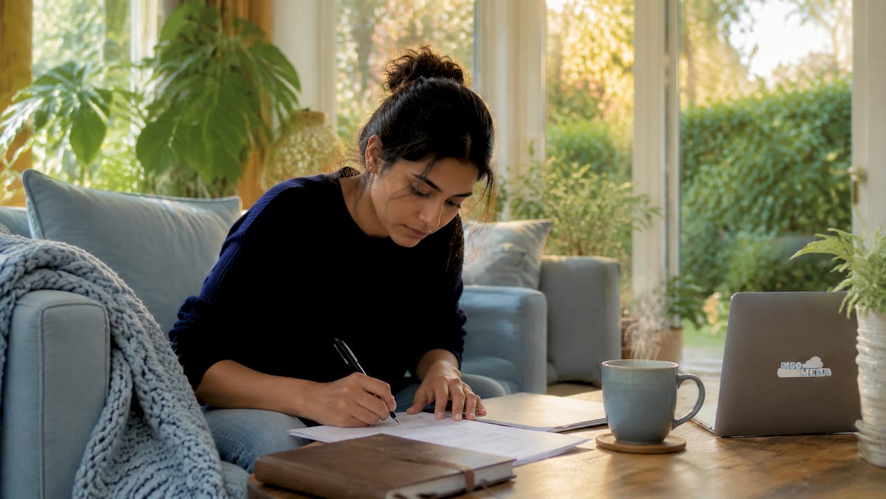 Entrepreneur completing ecommerce legal paperwork