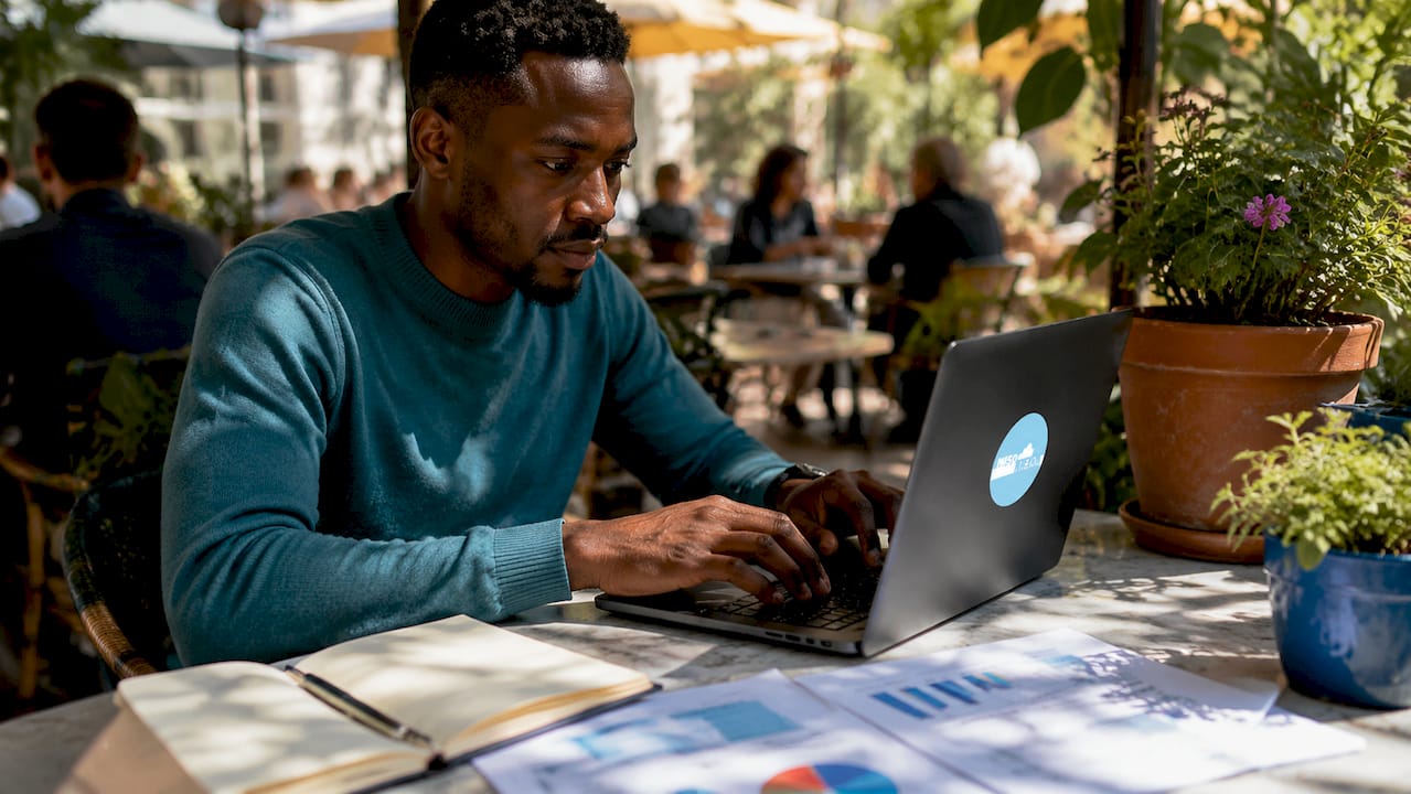 Hands typing while comparing ecommerce platforms documents