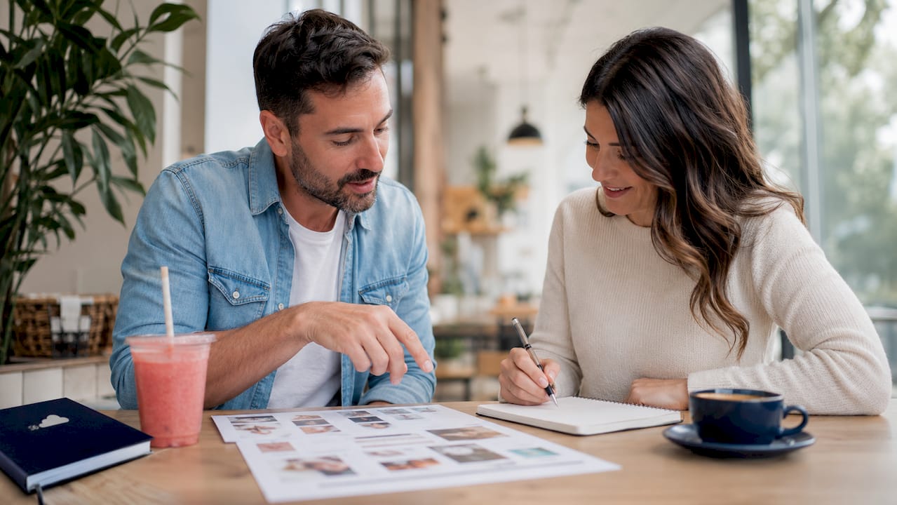 Marketing team planning influencer campaign together