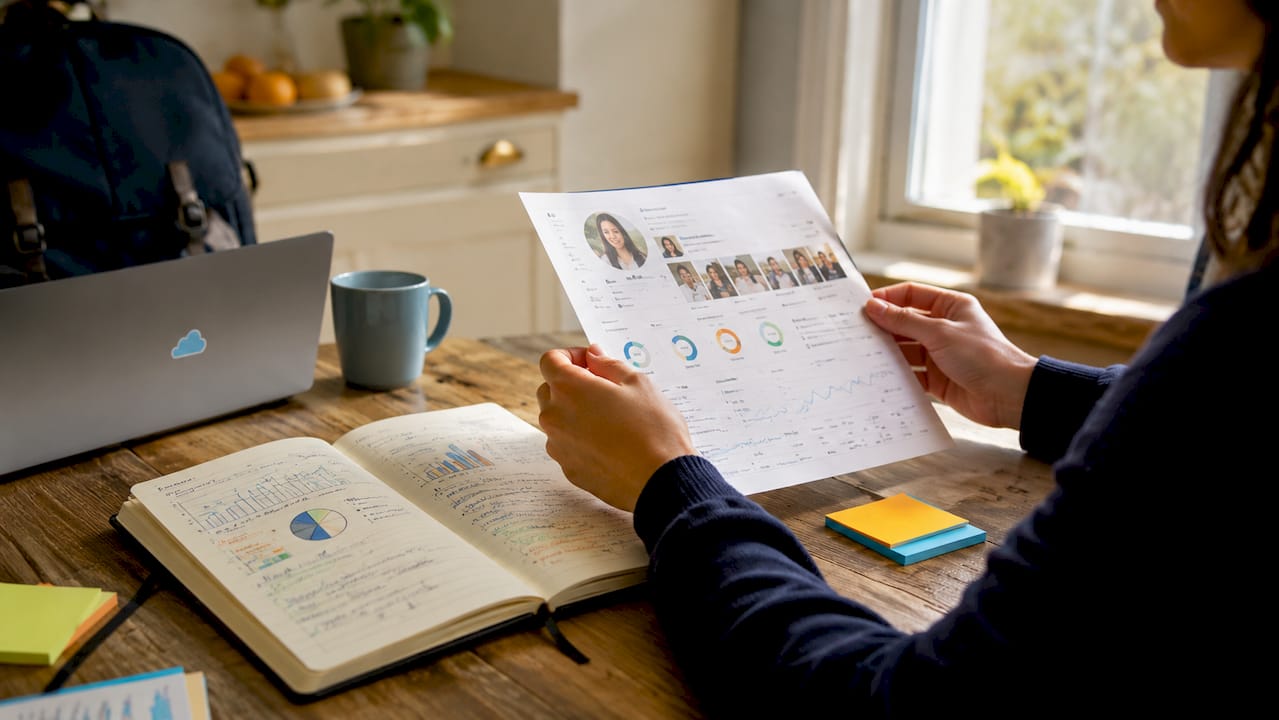 Hands reviewing influencer evaluation notes