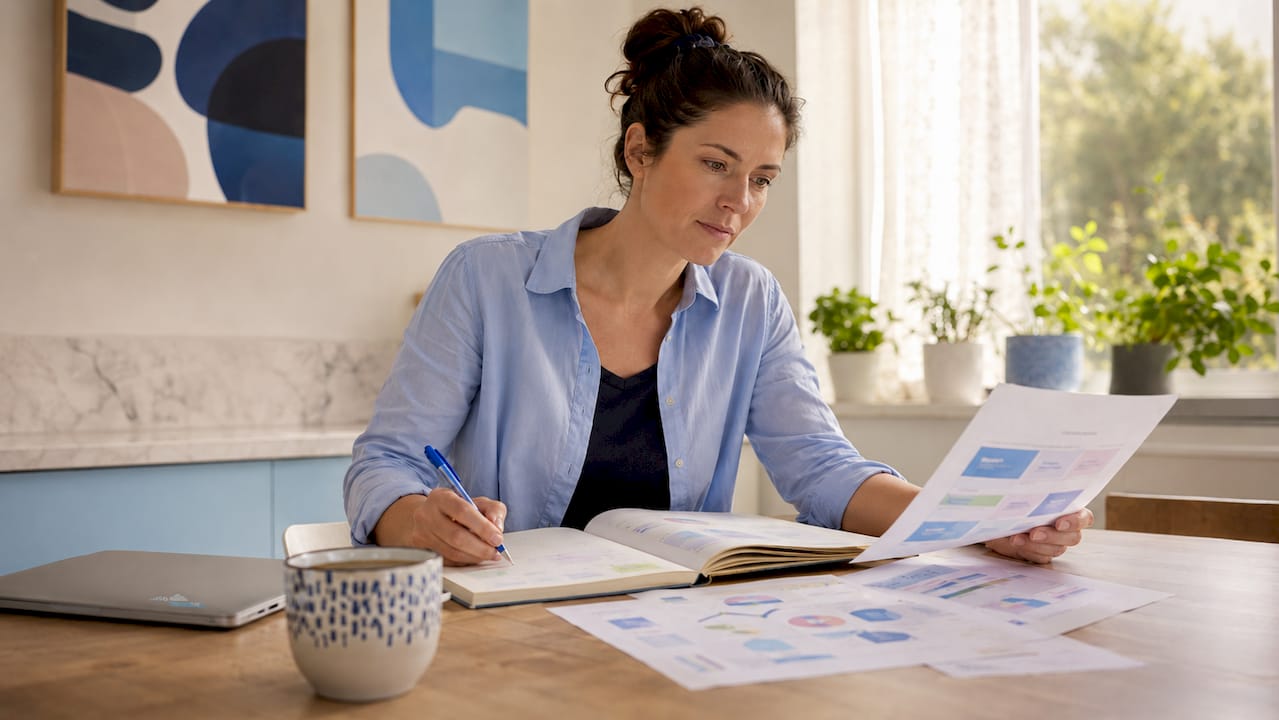Small business owner reviewing lead generation plans