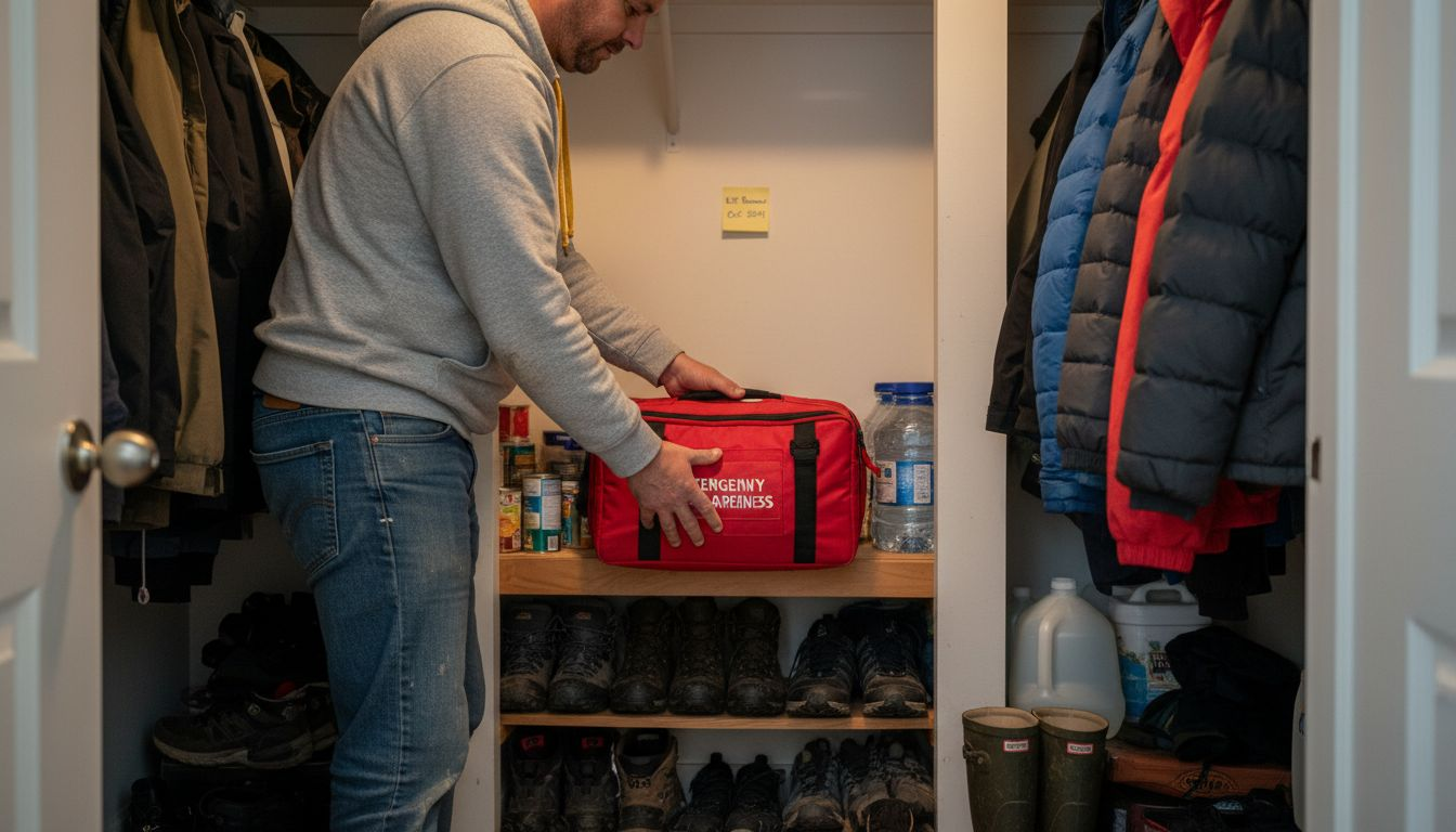 Organizing home earthquake kit supplies