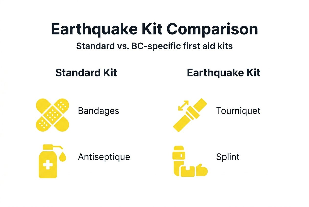 Infographic comparing earthquake kit types
