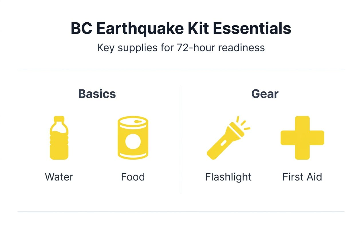 Infographic showing BC earthquake kit essentials
