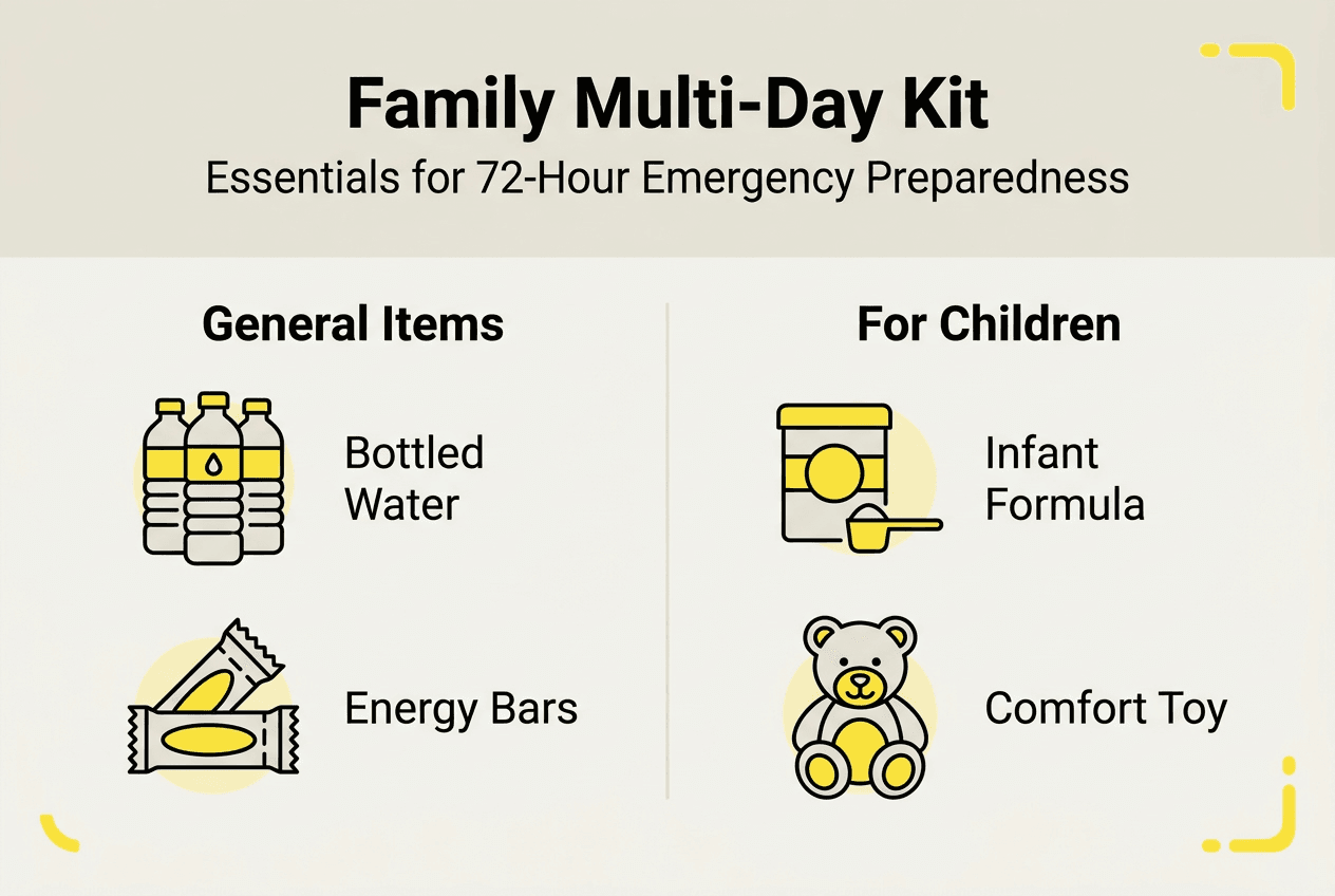 Infographic of core family multi-day kit items