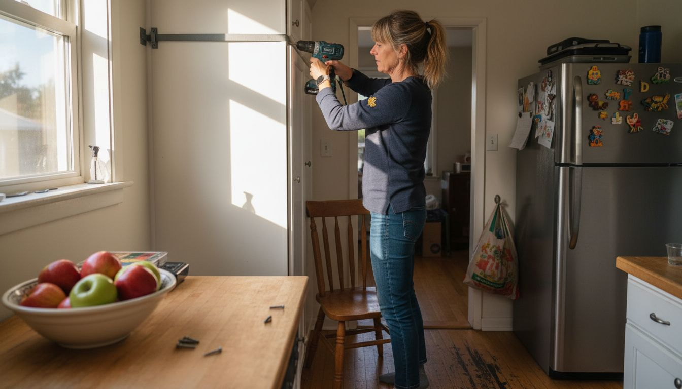Securing pantry cabinet for earthquake safety