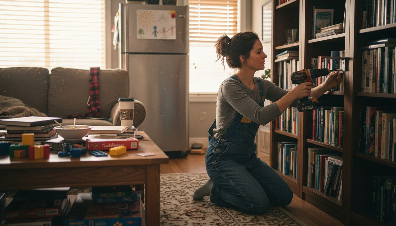 Securing tall furniture for earthquake safety