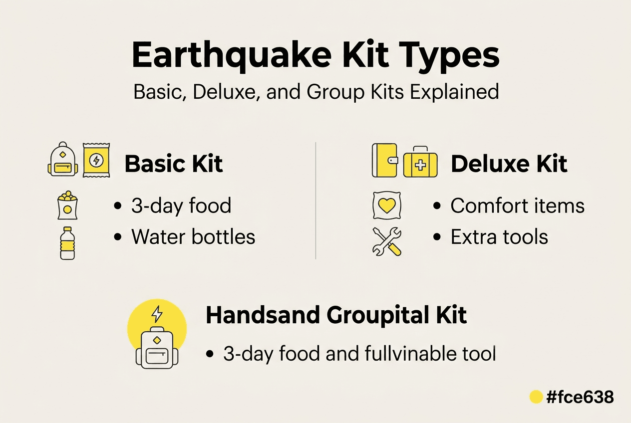 Infographic comparing basic and deluxe earthquake kits