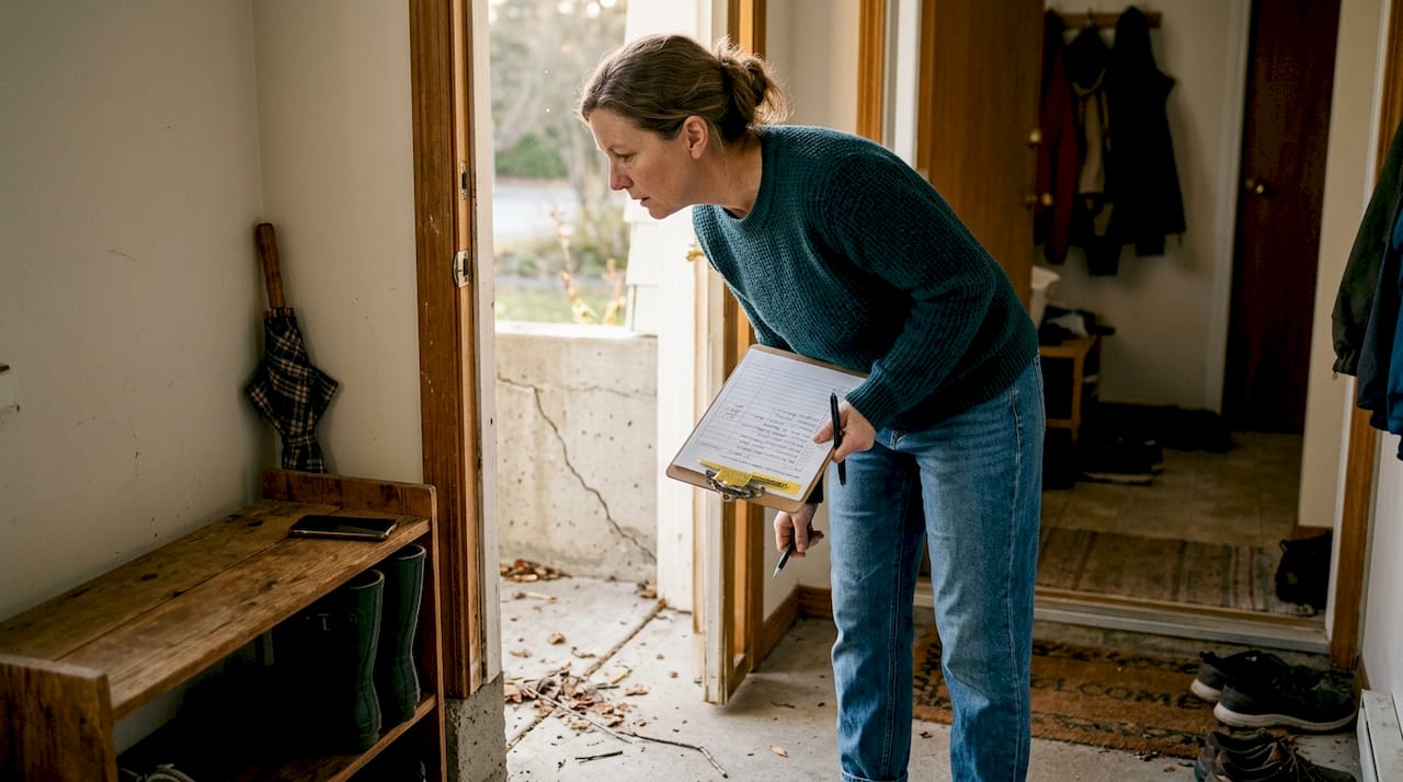 Assessing home safety after earthquake from entryway