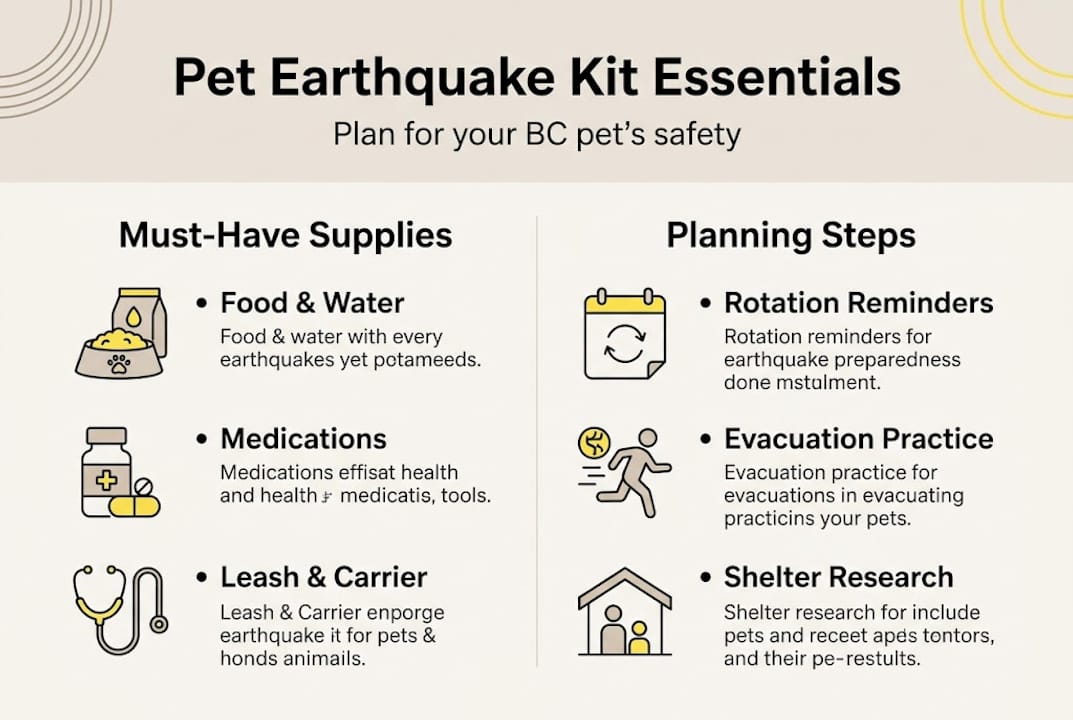 Infographic with supplies and planning steps for pets