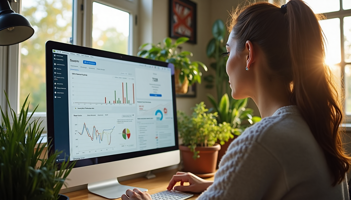 Marketing specialist reviewing SEO results on desktop screen