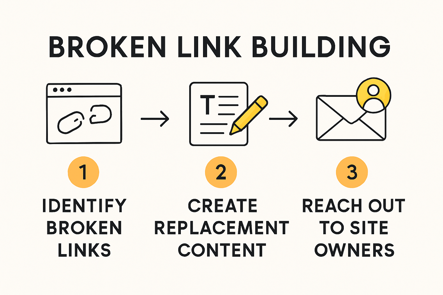Visual flowchart of broken link building process steps