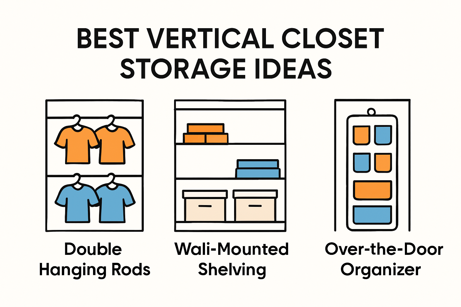 Infographic showing vertical closet storage ideas