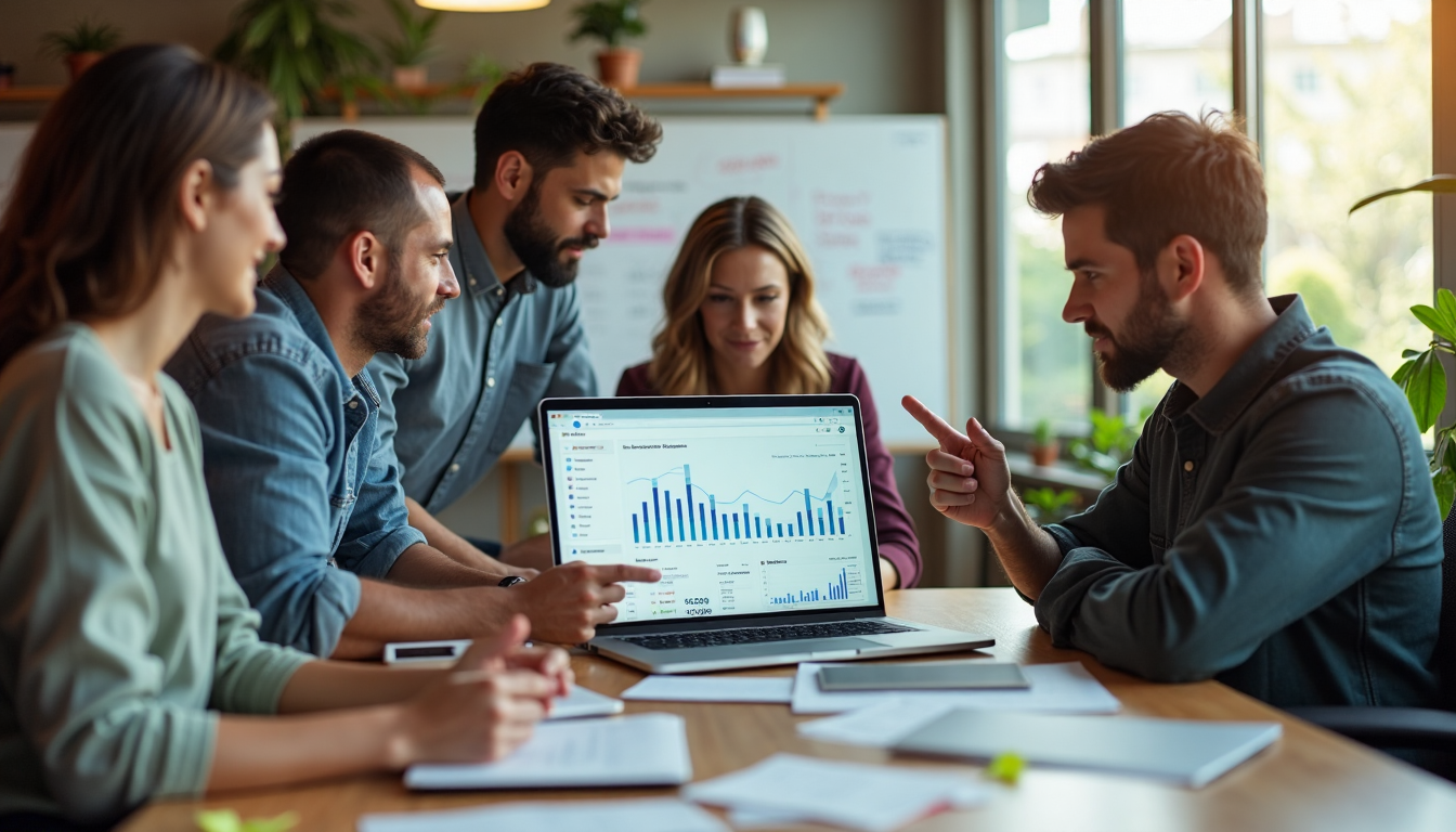 Cannabis business team working on technical SEO and optimization dashboard