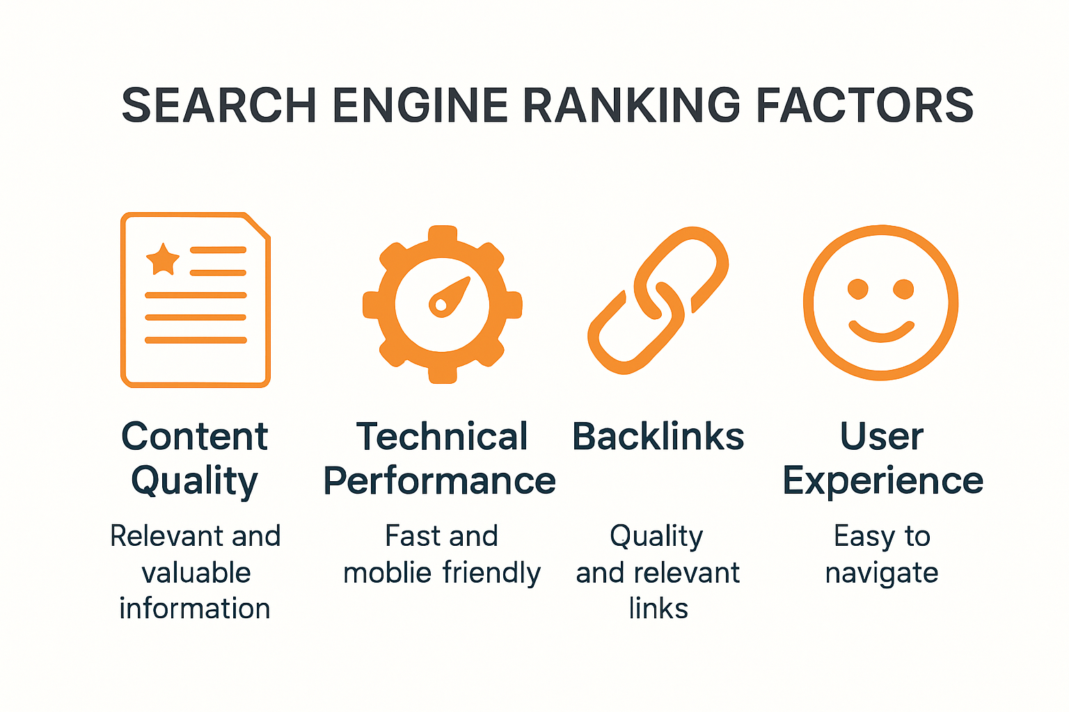 Infographic showing primary search engine ranking factors for 2025