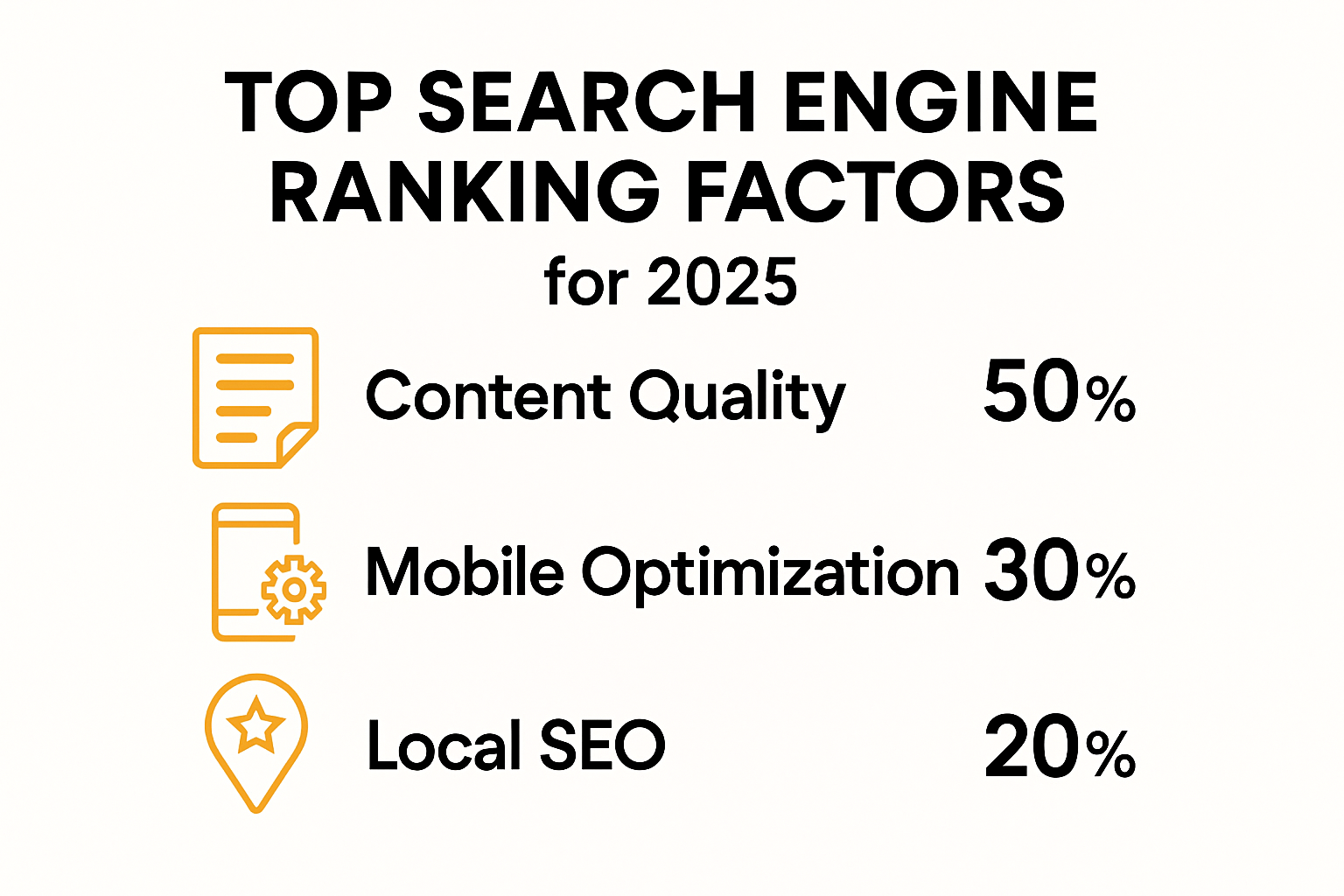 Infographic showing 2025 search engine ranking factors and their importance