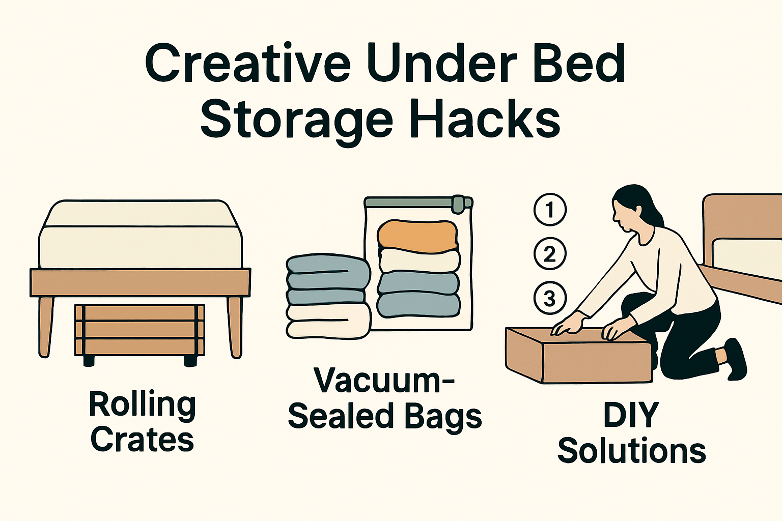 Examples of creative under bed storage hacks