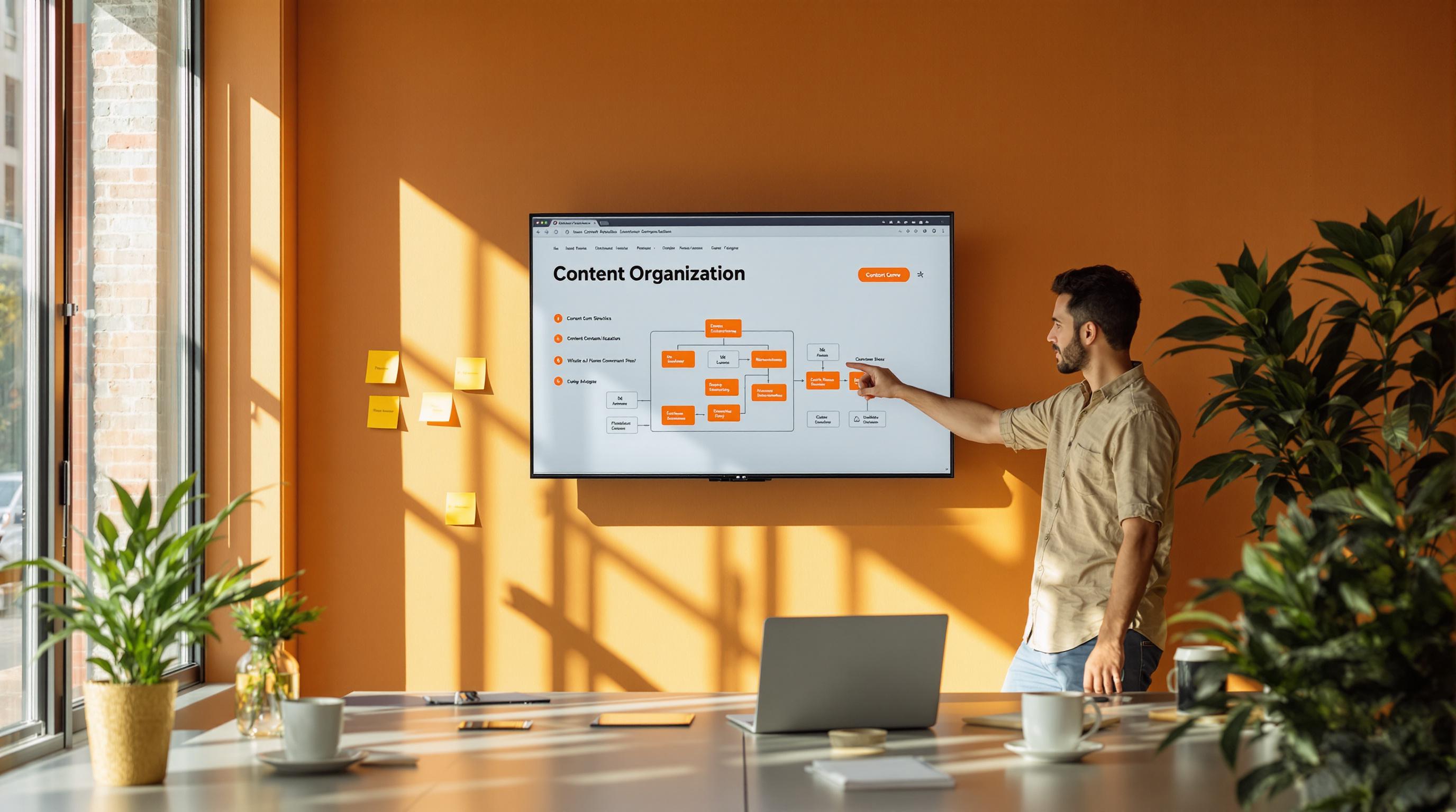 Marketing team planning website hierarchy and content organization structure