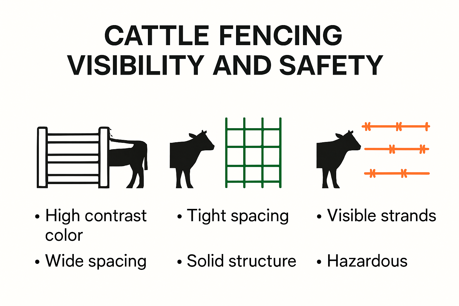 Infographic comparing cattle fencing visibility and safety features