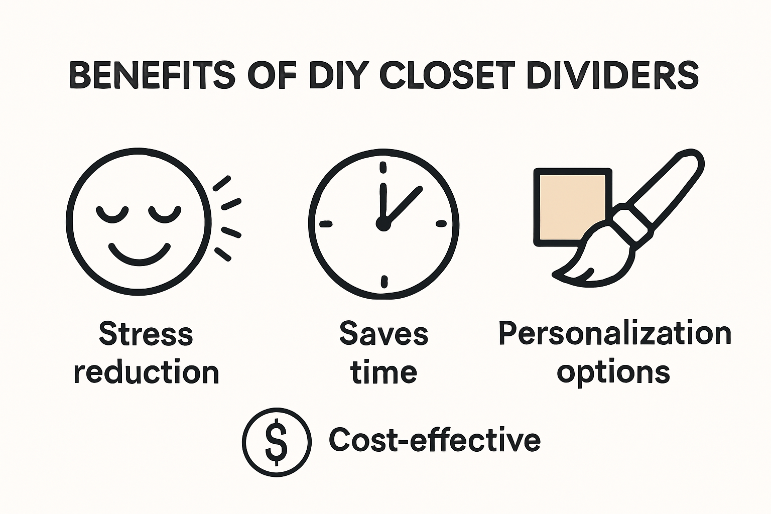 Infographic showing key benefits of DIY closet dividers