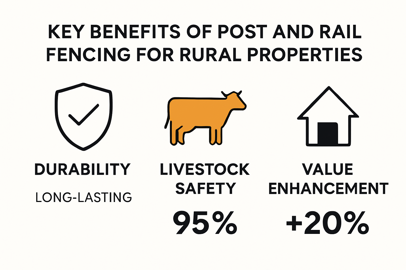 Infographic illustrating benefits of post and rail fencing