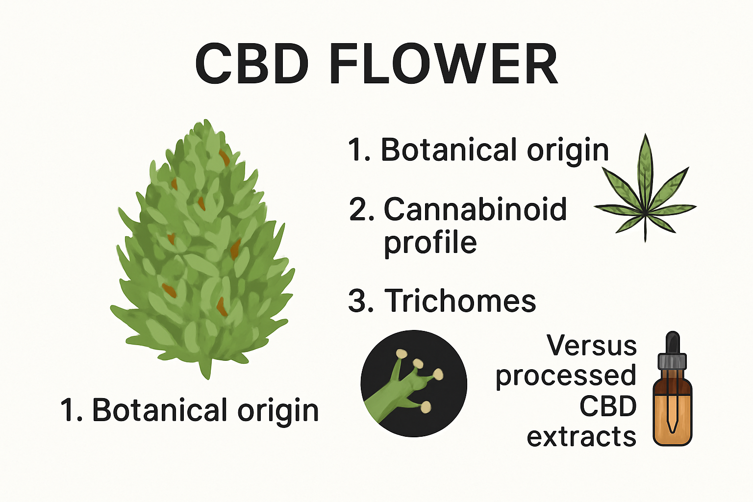 Parts and properties of CBD flower explained visually