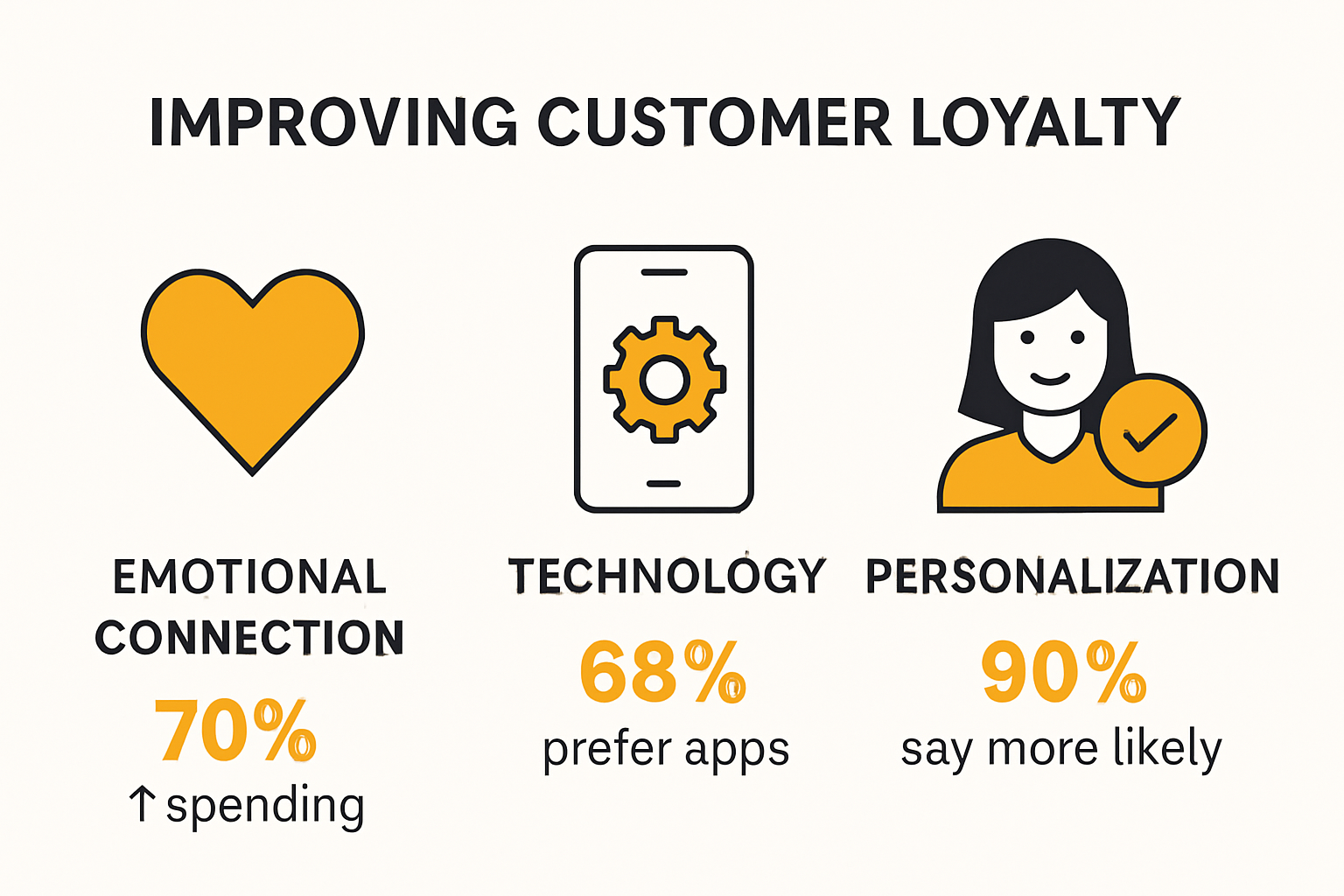Infographic showing main factors for improving customer loyalty