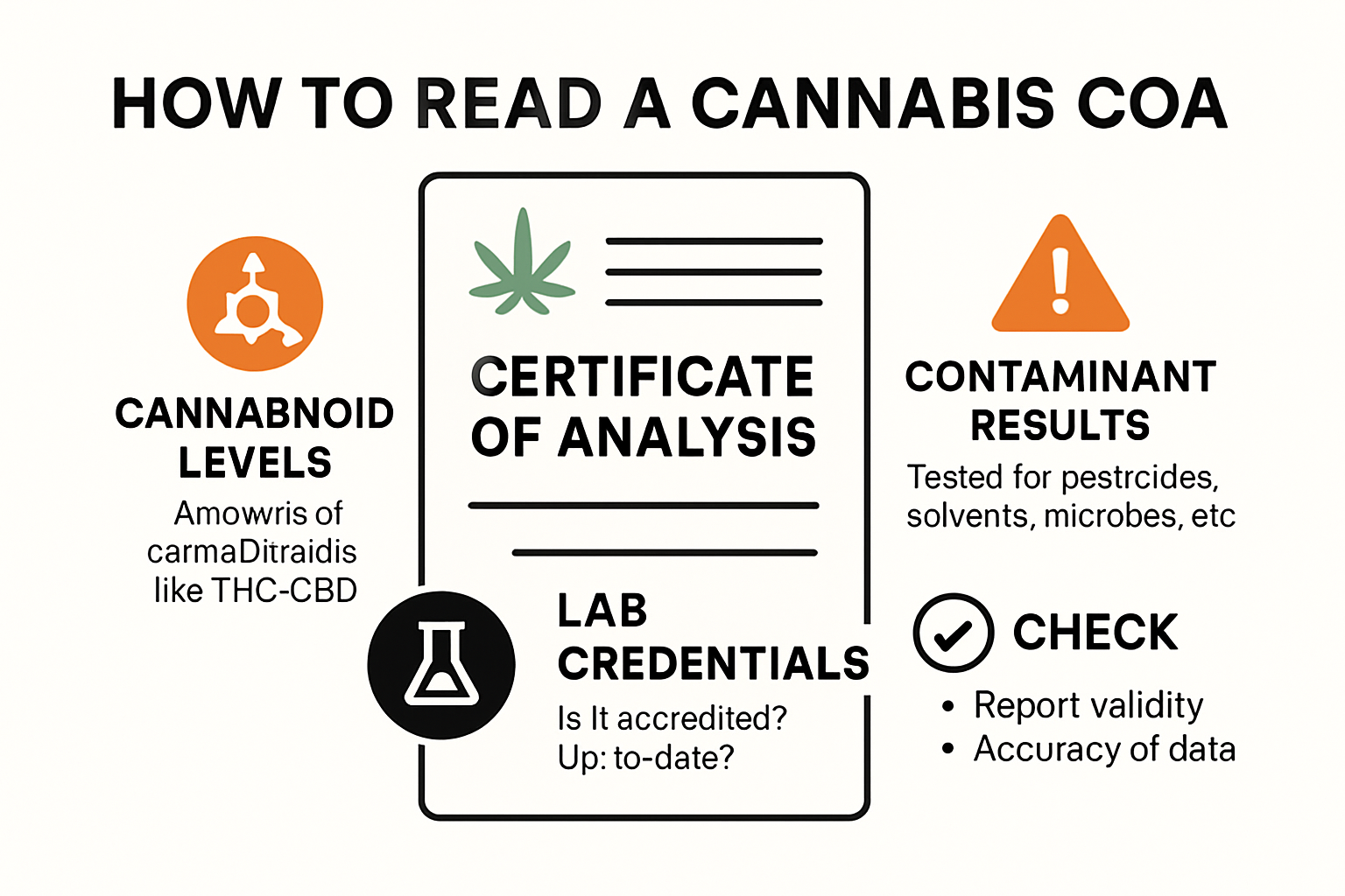 Infographic showing how to read a cannabis Certificate of Analysis