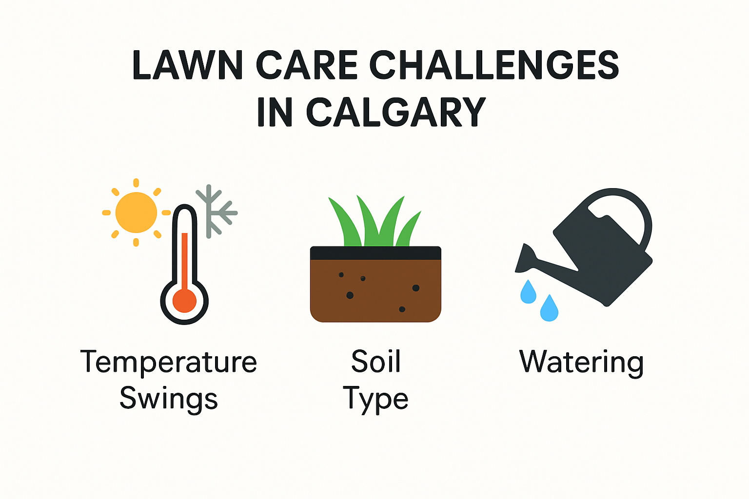 Infographic showing Calgary lawn climate and soil challenges