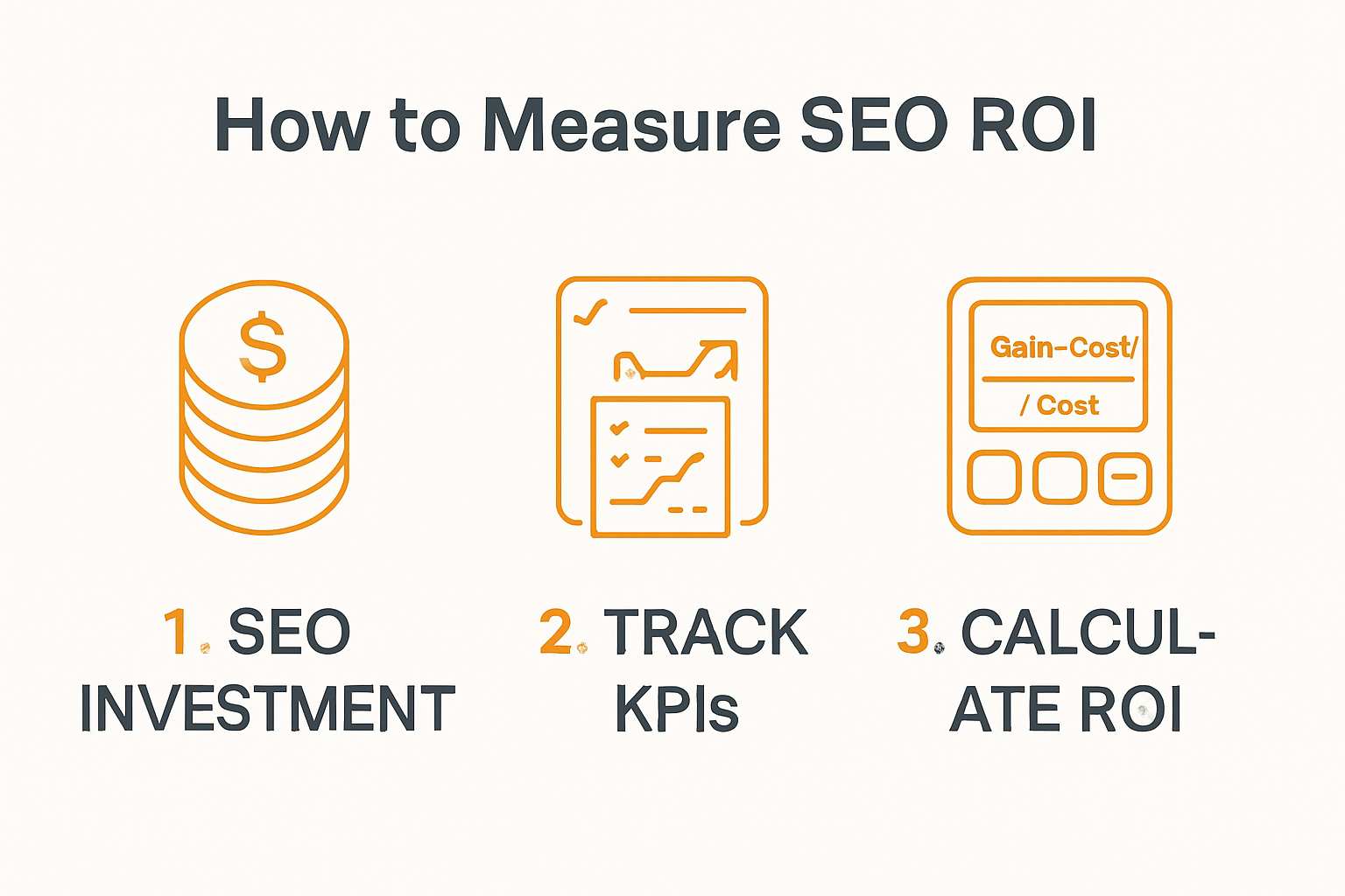 Infographic showing steps to measure SEO ROI