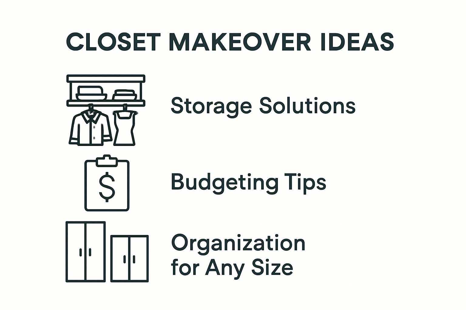 Infographic of top closet makeover ideas and storage tips