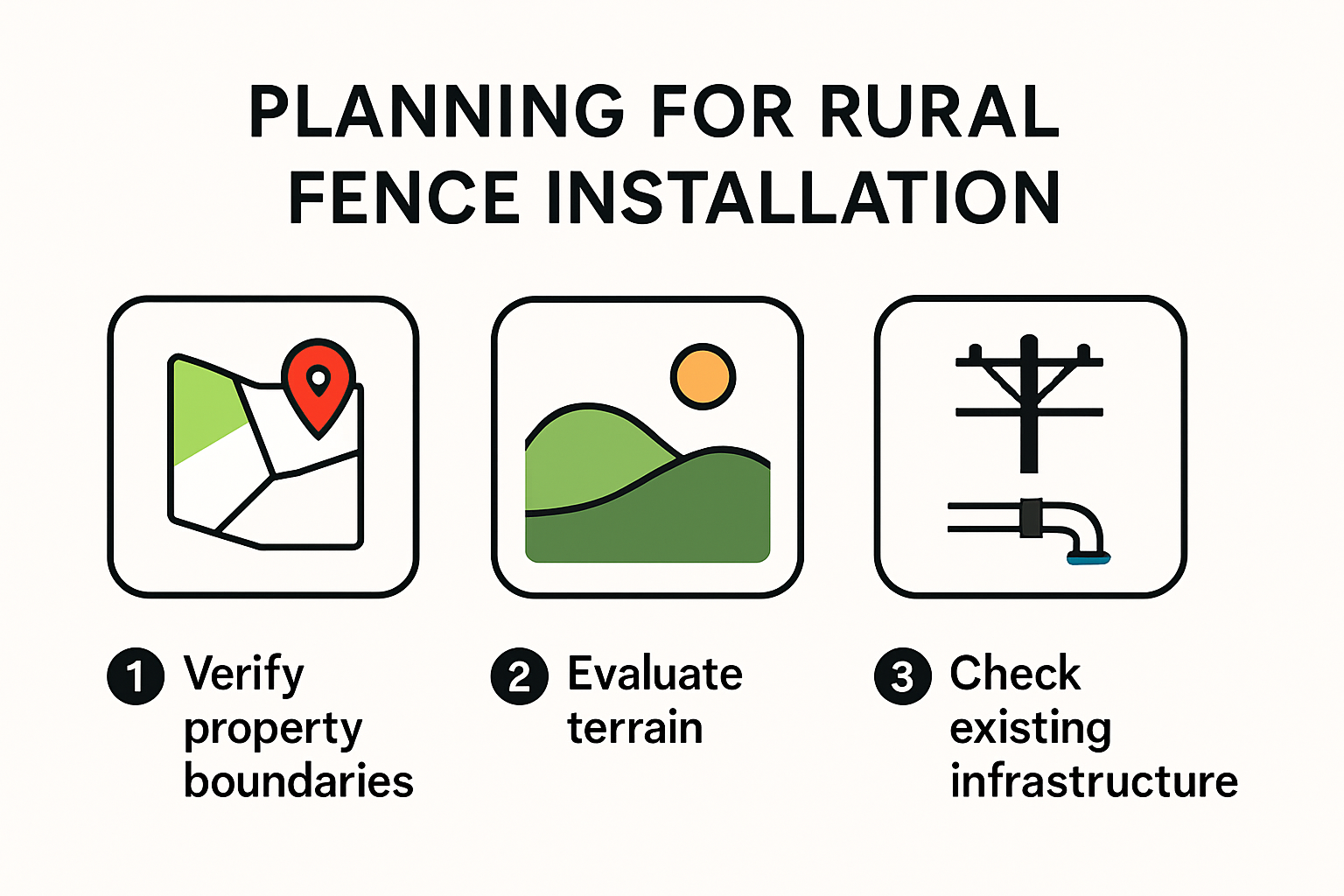 Infographic outlining steps for rural fence planning