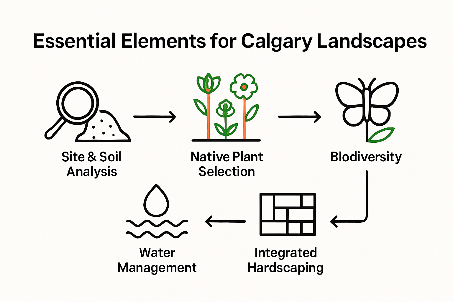 Infographic showing Calgary landscape design elements and process