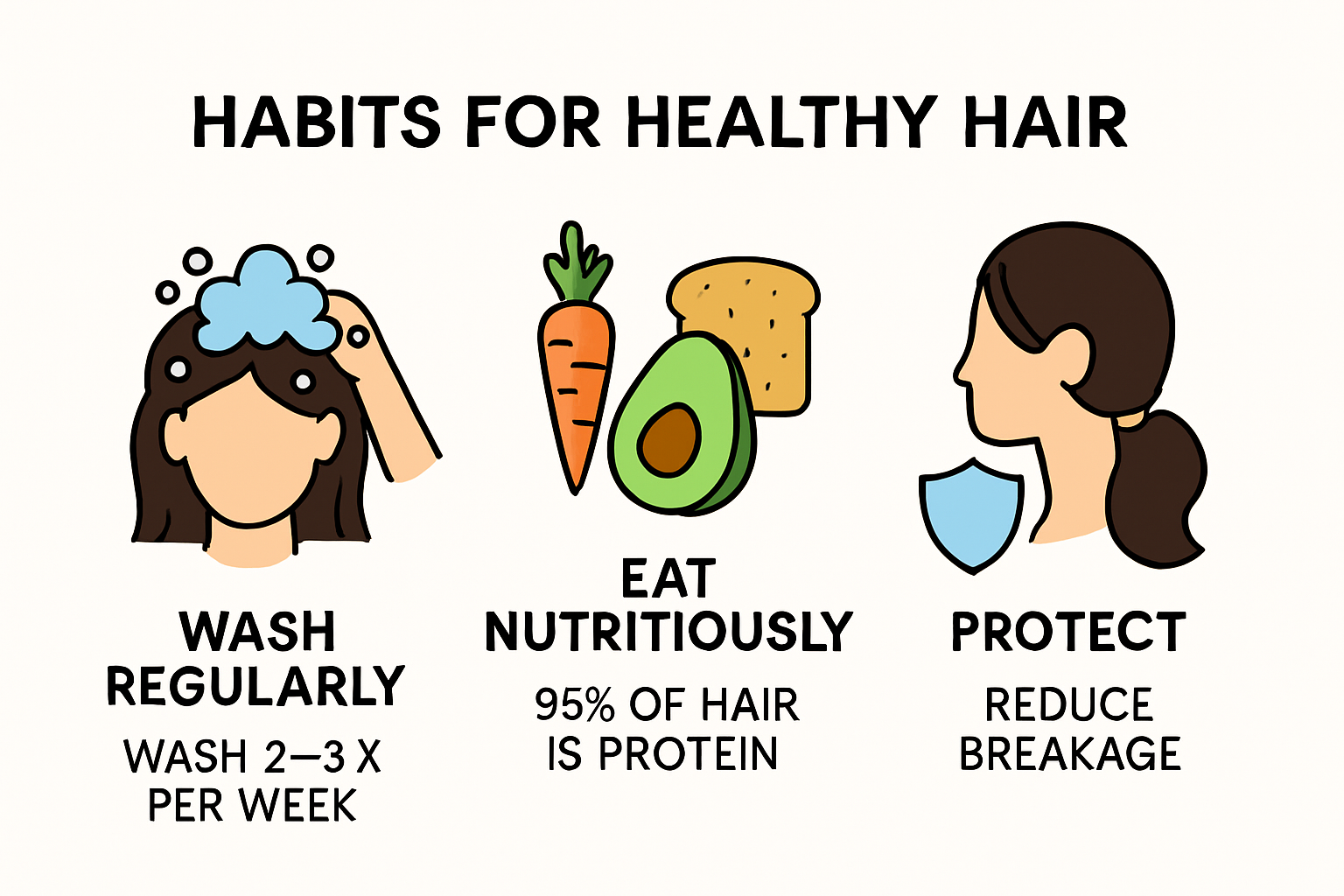 Infographic showing daily habits for optimal hair health