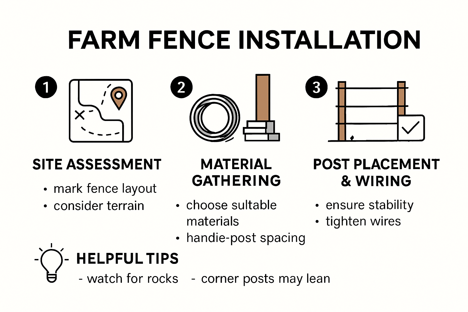 Step-by-step perimeter fence installation infographic