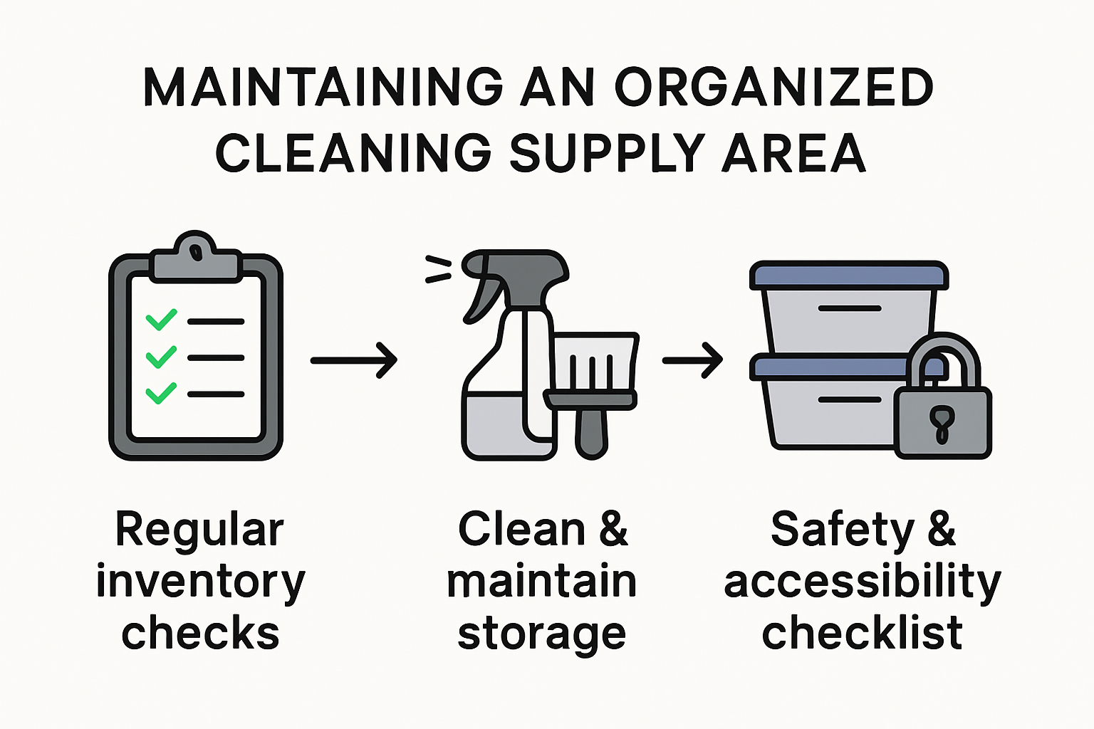 Infographic visualizing cleaning supply organization process