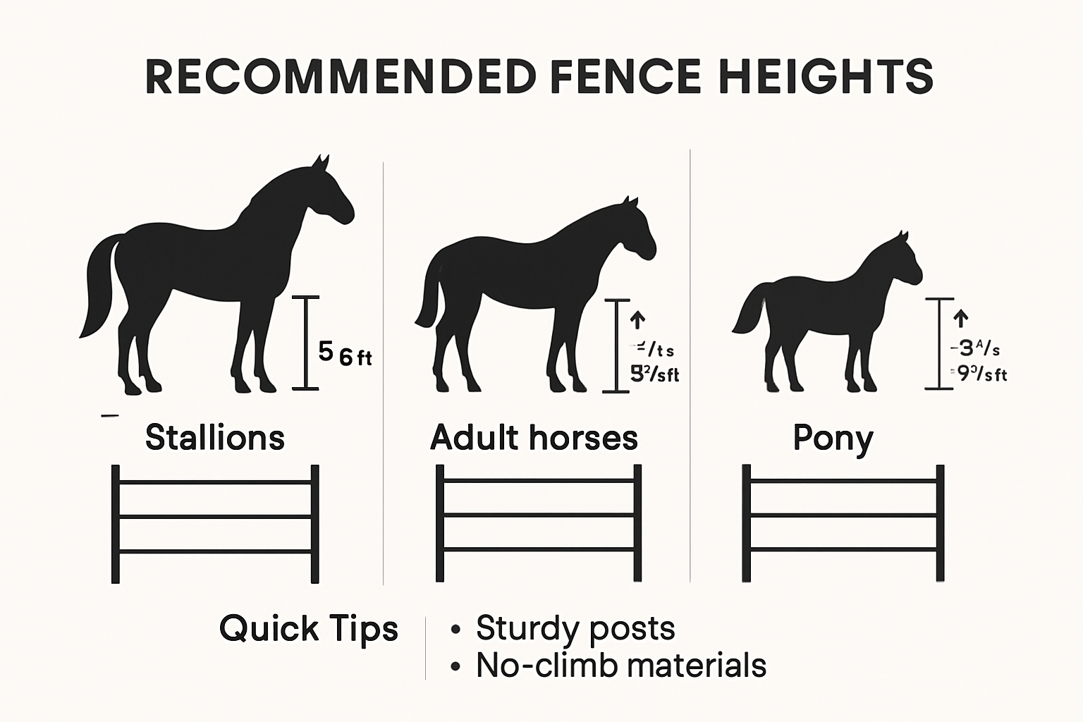Infographic comparing horse fence heights and safety features