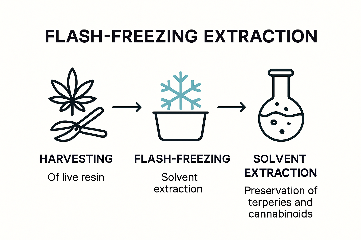 Flash-freezing live resin extraction process infographic