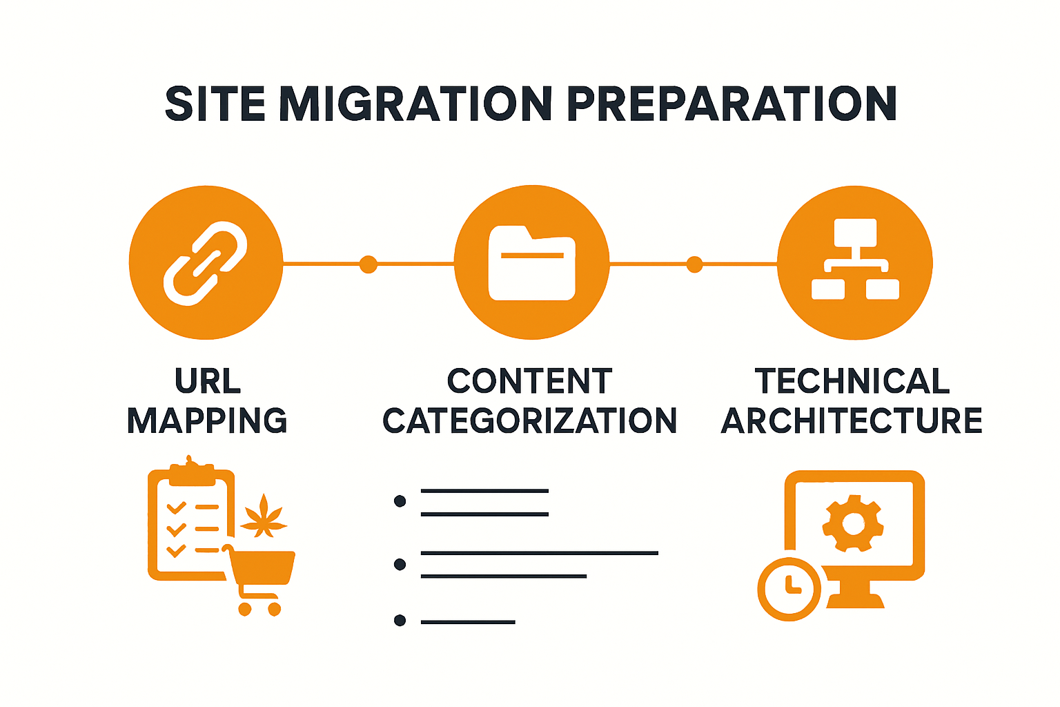 Infographic showing technical SEO site migration steps