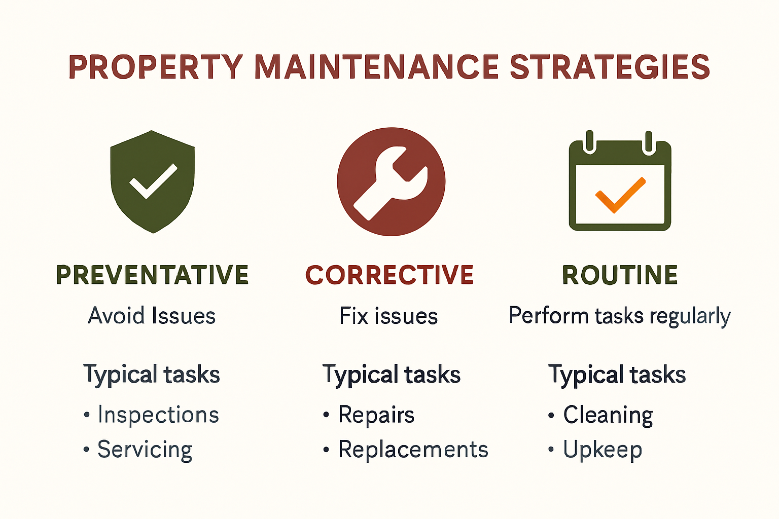 Infographic comparing property maintenance strategies