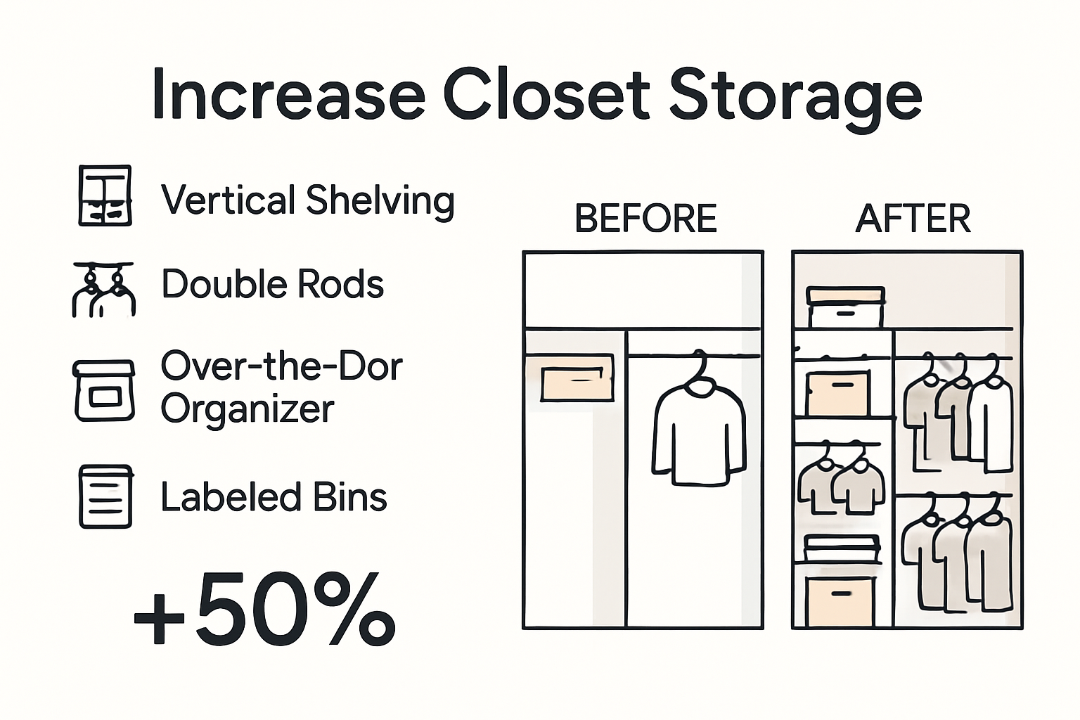 Infographic visualizing closet storage tool benefits