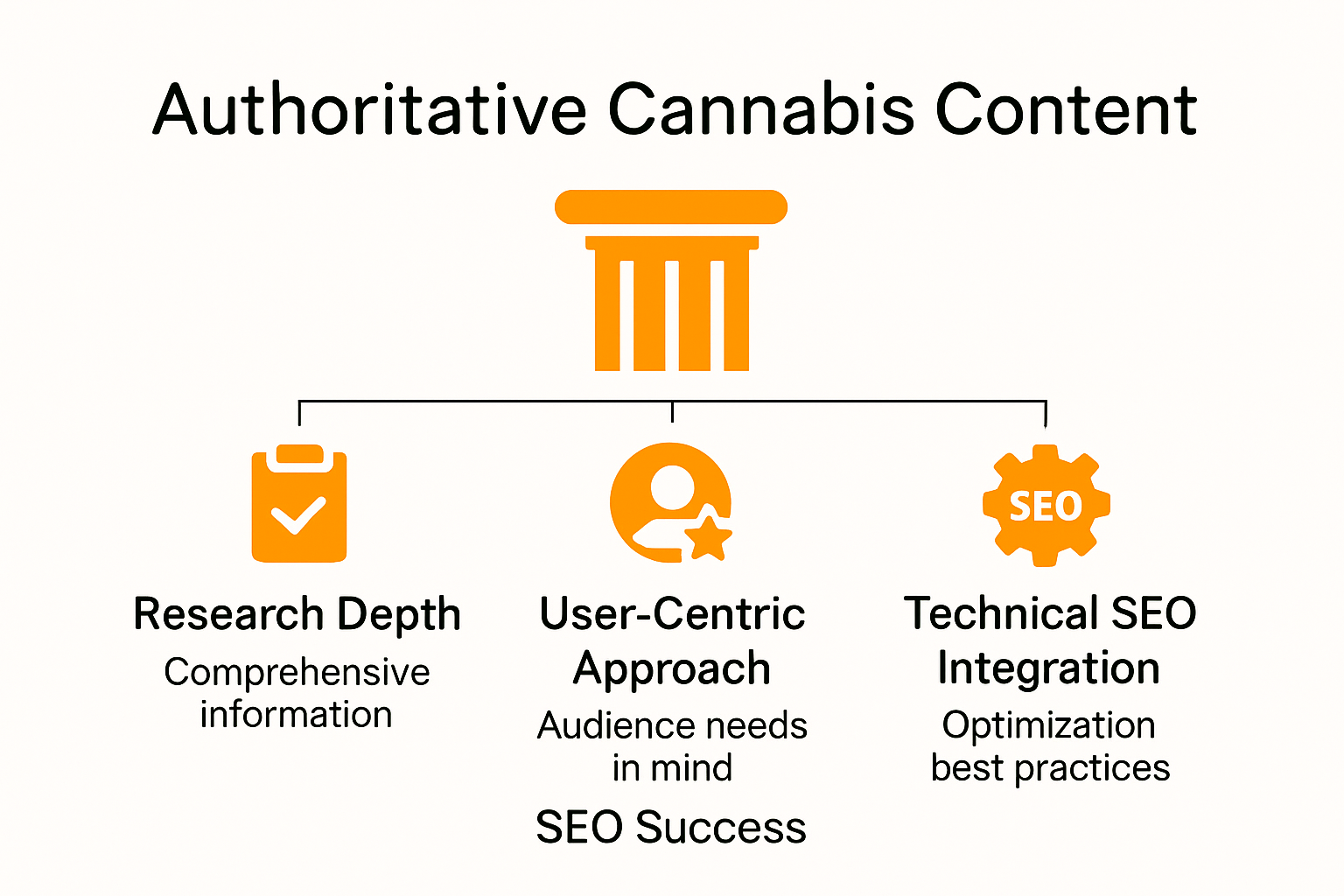 Visual summary of cannabis SEO content pillars