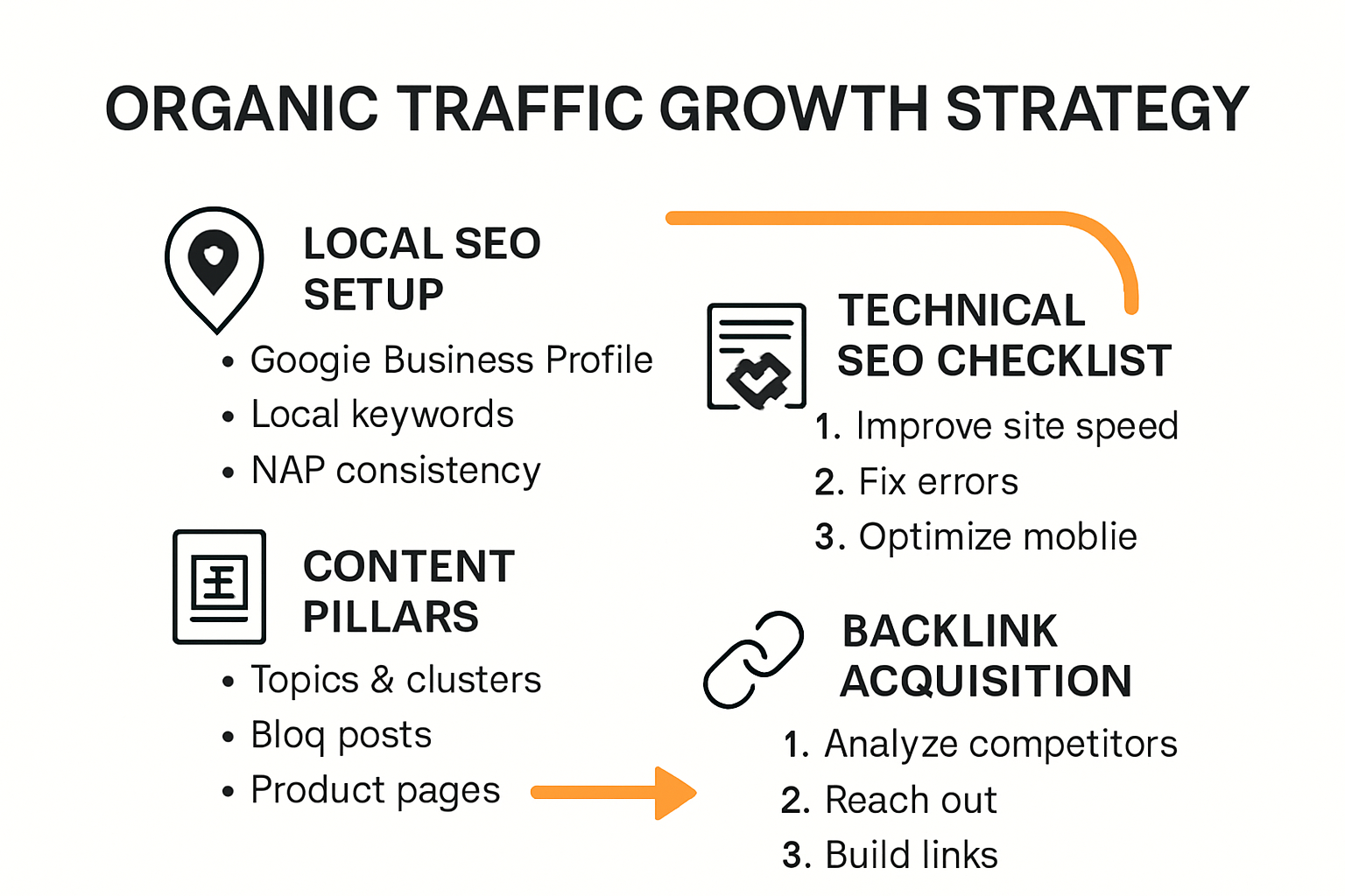Infographic showing steps to boost organic dispensary traffic