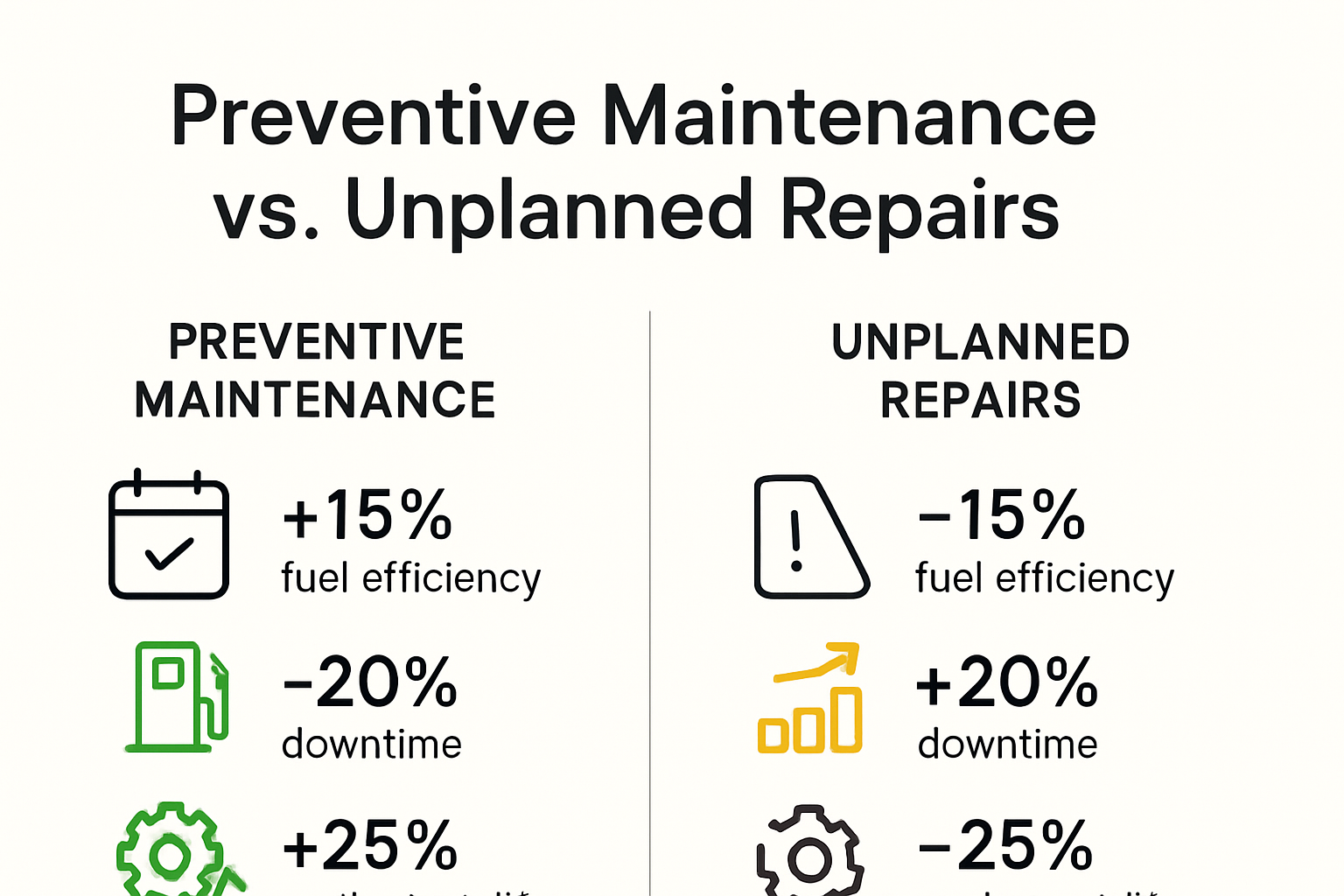 Infographic showing savings from scheduled farm equipment maintenance