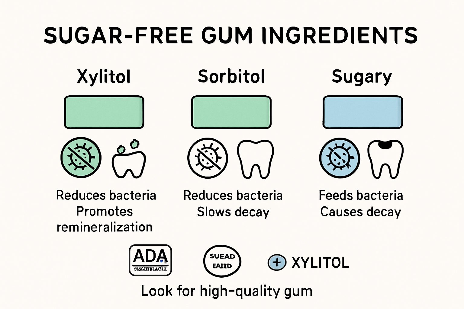 Infographic showing sugar-free gum benefits and dental health