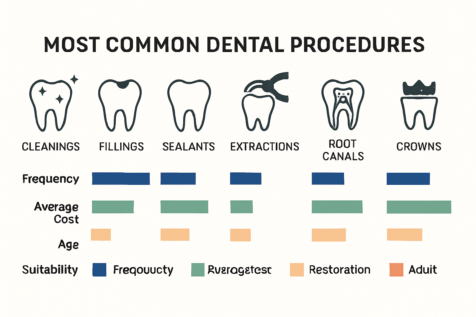 Comparison of most common dental procedures infographic for families