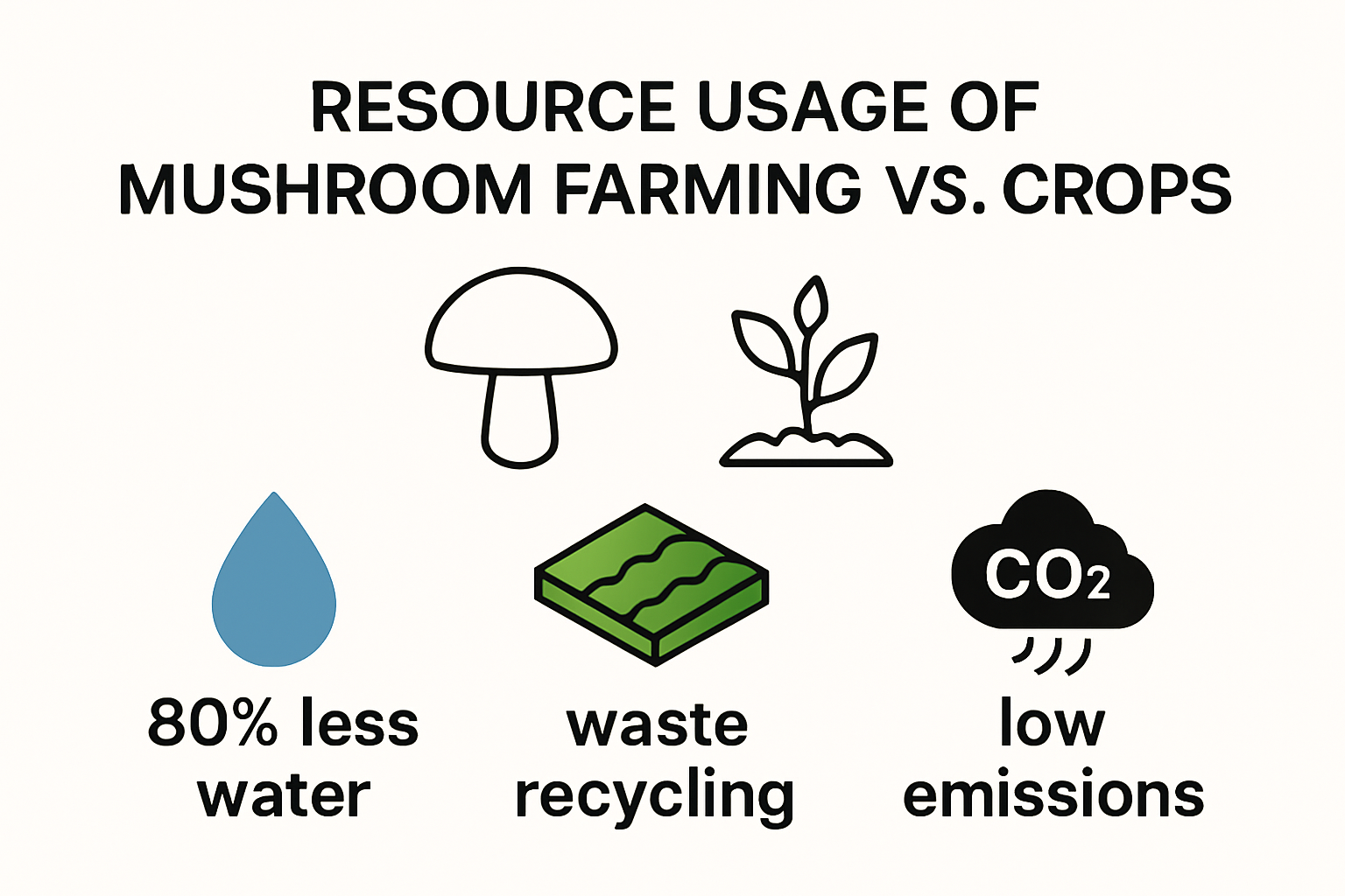 Mushrooms vs other crops sustainability infographic