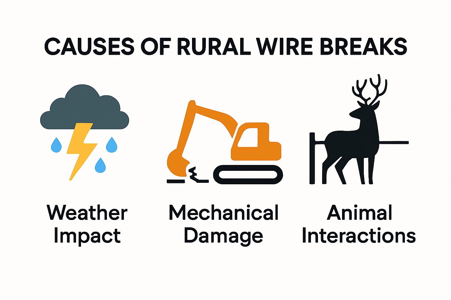 Common causes of rural wire breaks infographic