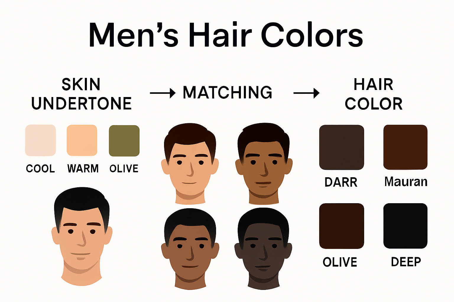 Infographic mapping men's hair colors to skin undertones